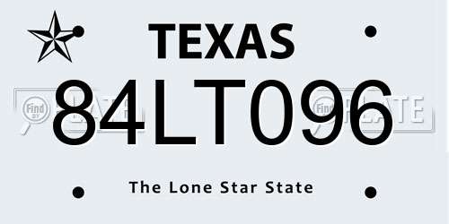 84LT096 Texas License Plate
