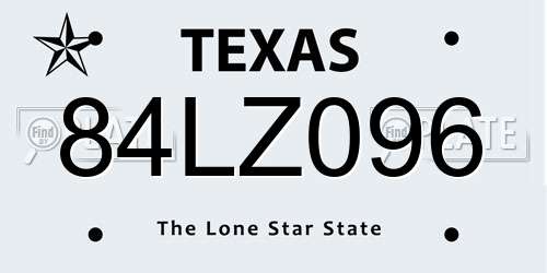 84LZ096 Texas License Plate