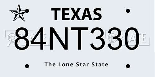 84NT330 Texas License Plate