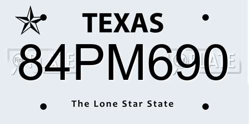 84PM690 Texas License Plate