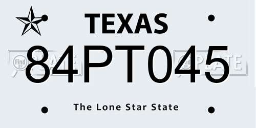 84PT045 Texas License Plate