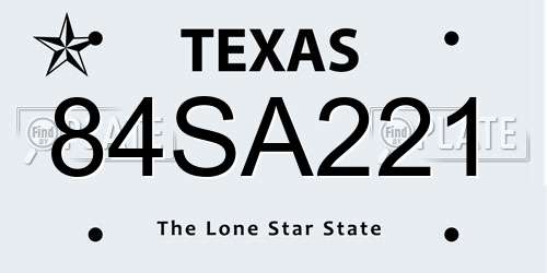 84SA221 Texas License Plate