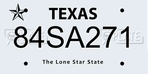 84SA271 Texas License Plate