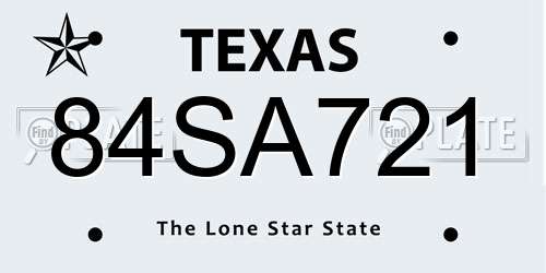 84SA721 Texas License Plate