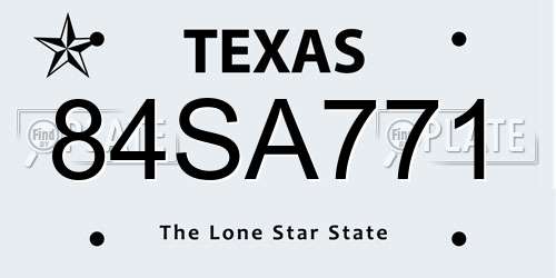 84SA771 Texas License Plate