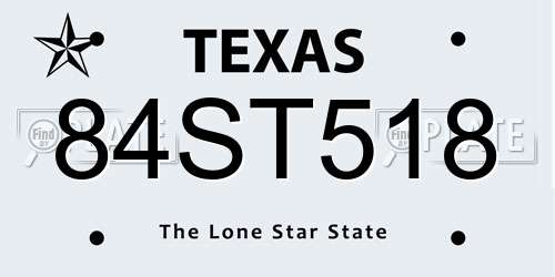 84ST518 Texas License Plate