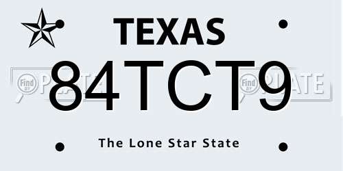 84TCT9 Texas License Plate