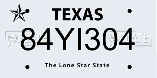 84YI304 Texas License Plate