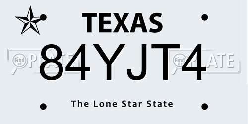 84YJT4 Texas License Plate