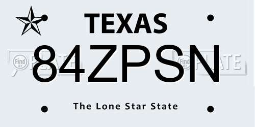 84ZPSN Texas License Plate