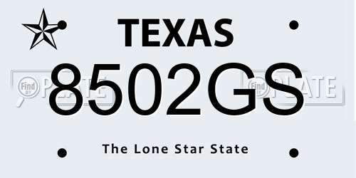 8502GS Texas License Plate