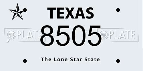 8505 Texas License Plate