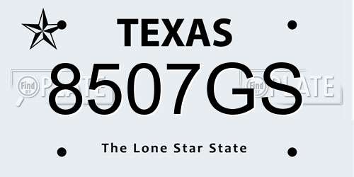 8507GS Texas License Plate