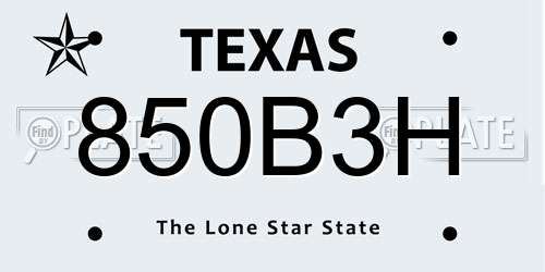 850B3H Texas License Plate