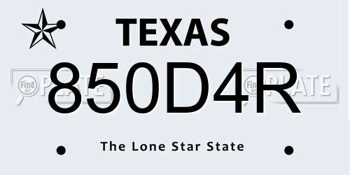 850D4R Texas License Plate