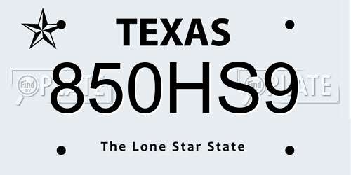 850HS9 Texas License Plate