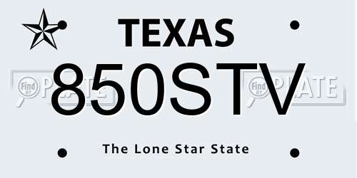 850STV Texas License Plate