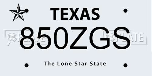 850ZGS Texas License Plate