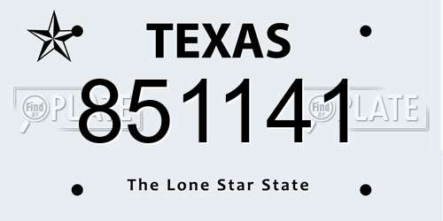 851141 Texas License Plate