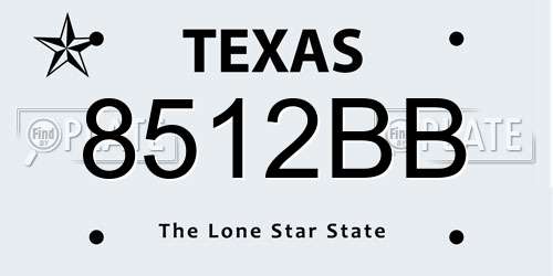 8512BB Texas License Plate
