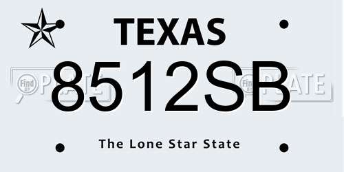 8512SB Texas License Plate