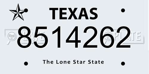 8514262 Texas License Plate