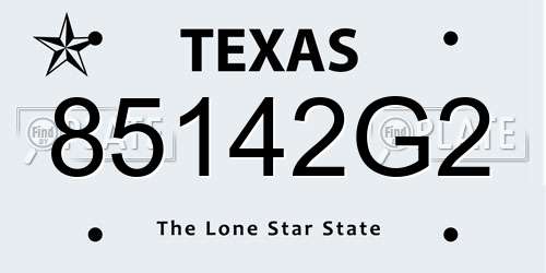 85142G2 Texas License Plate
