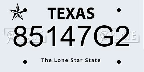 85147G2 Texas License Plate