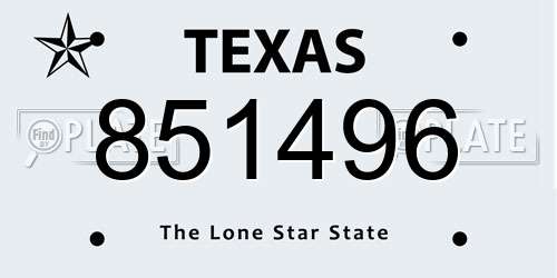 851496 Texas License Plate
