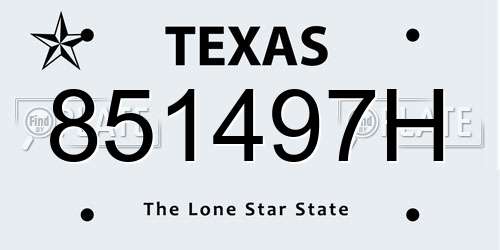 851497H Texas License Plate