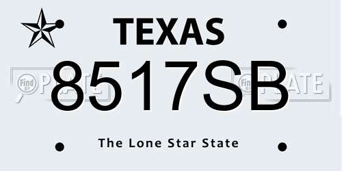 8517SB Texas License Plate