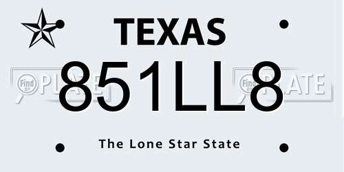 851LL8 Texas License Plate