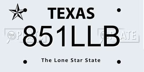 851LLB Texas License Plate