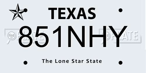 851NHY Texas License Plate