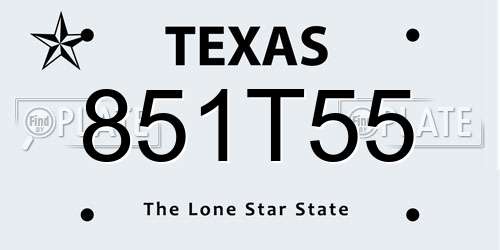 851T55 Texas License Plate