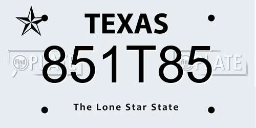 851T85 Texas License Plate