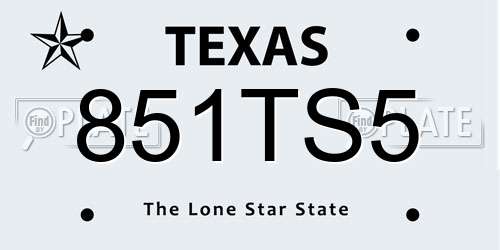 851TS5 Texas License Plate