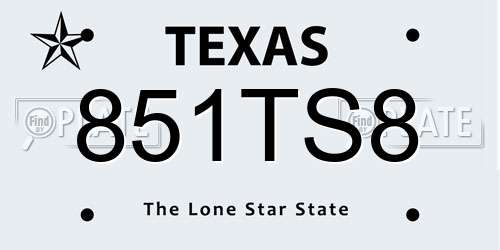 851TS8 Texas License Plate