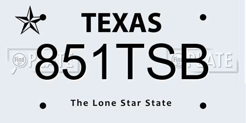 851TSB Texas License Plate