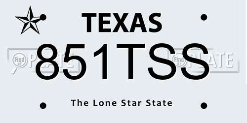 851TSS Texas License Plate