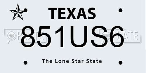 851US6 Texas License Plate