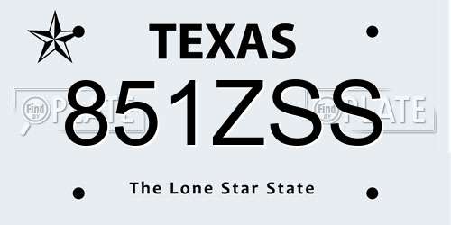 851ZSS Texas License Plate
