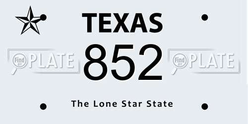 852 Texas License Plate