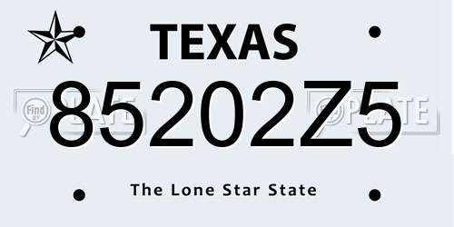 85202Z5 Texas License Plate