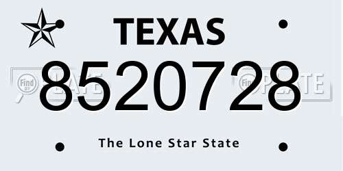 8520728 Texas License Plate