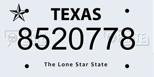 8520778 Texas License Plate