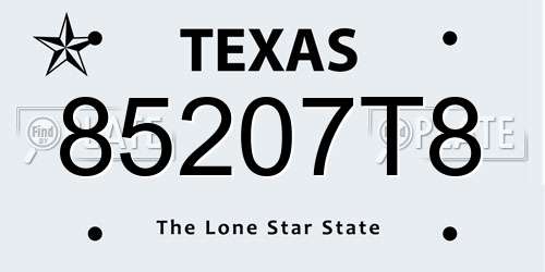 85207T8 Texas License Plate