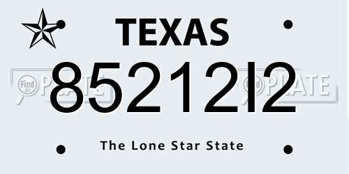 85212I2 Texas License Plate