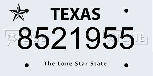 8521955 Texas License Plate