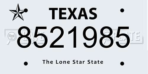 8521985 Texas License Plate